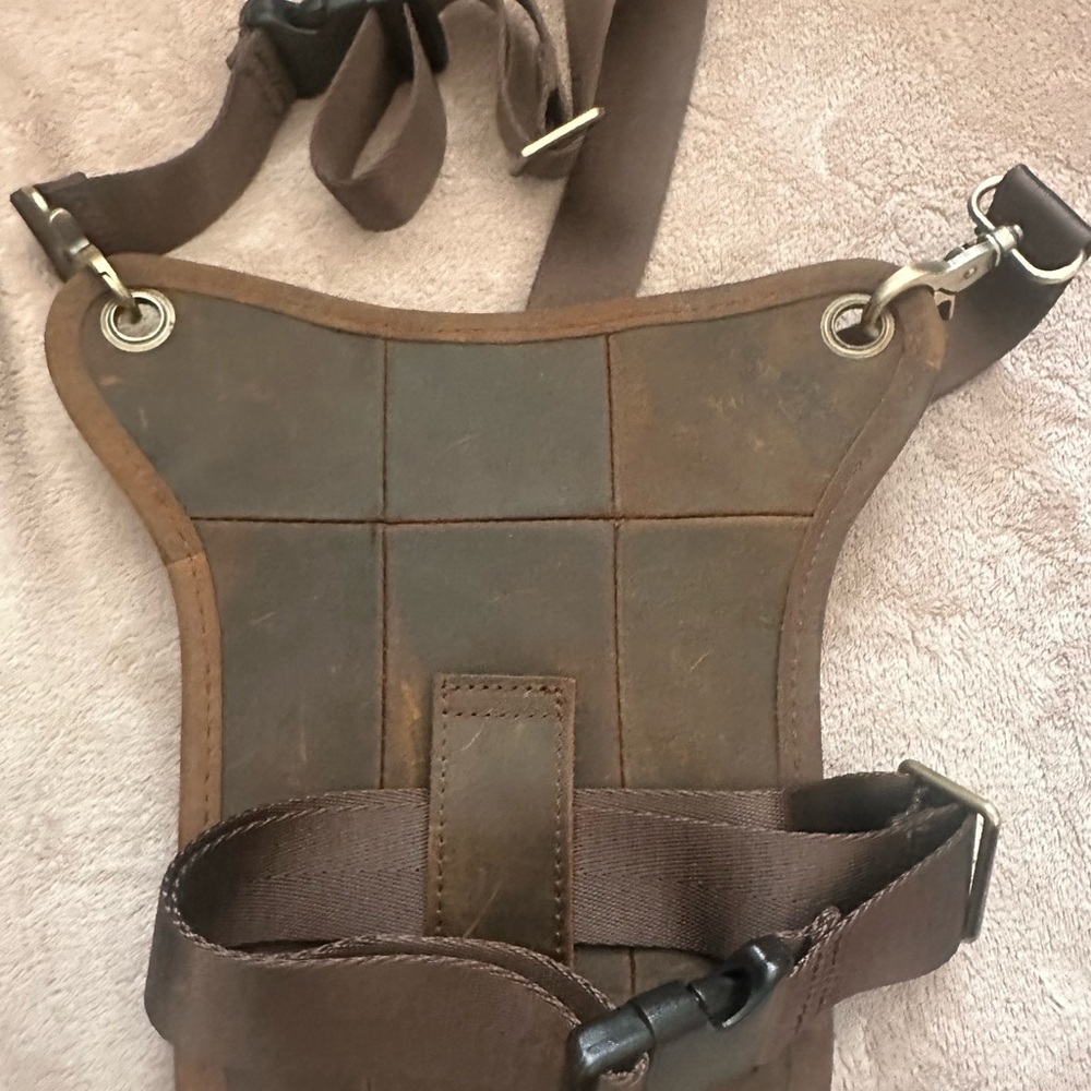 Mens Genuine Leather Waist Pack Messenger Motorcycle Waist Pack Shoulder Drop - Picture 4 of 4